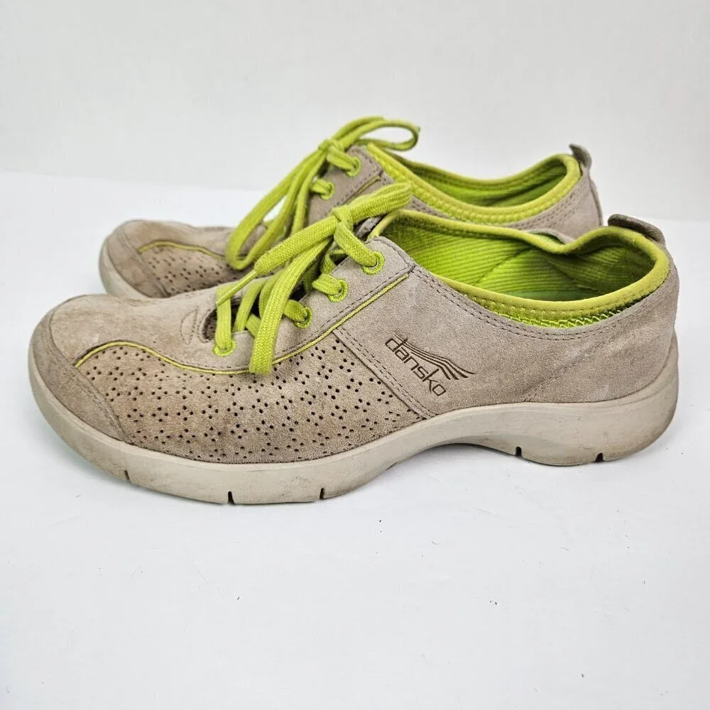Dansko Elise Tan Perforated Suede Sneaker Walking Shoe EU 38/US 7.5-8